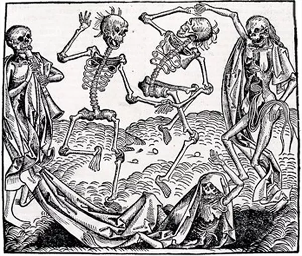 Dansande skelett. Illustration.