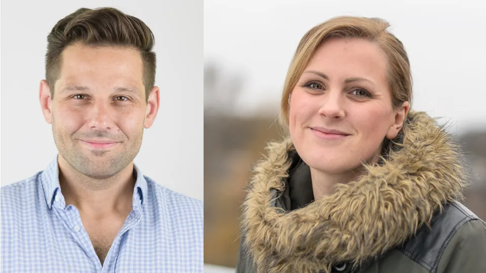 Porträtt av Michael Bok och Cecilia Nilsson. Foto.