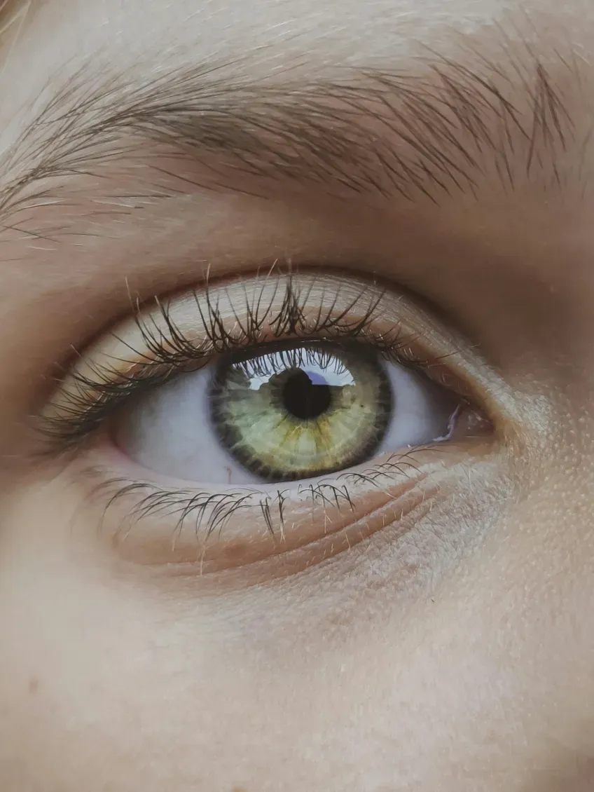 Närbild på ett öga. Foto.